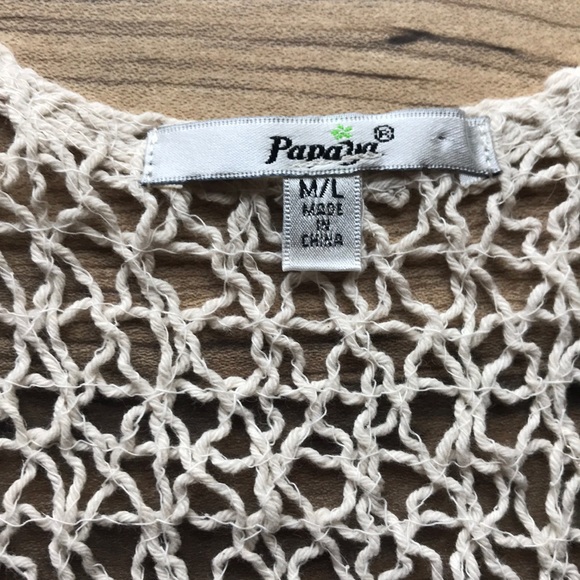 PAPAYA crochet knit boho  country cream vest - Picture 3 of 6